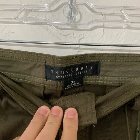 Sanctuary Triple Threat Olive Green Cargo Skirt Sz 33/ 16 - Picture 8 of 8